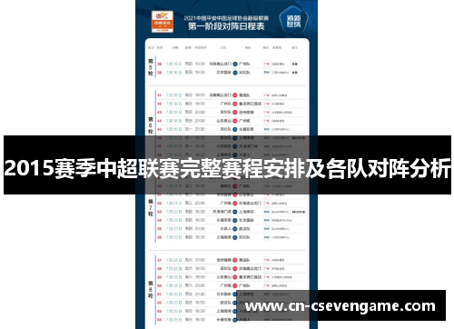 2015赛季中超联赛完整赛程安排及各队对阵分析