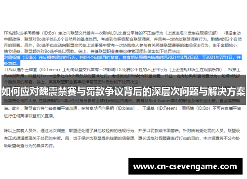 如何应对魏震禁赛与罚款争议背后的深层次问题与解决方案